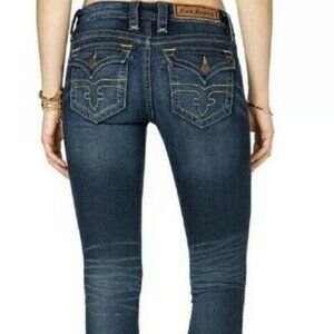 ROCK REVIVAL Women's Low Rise Jessica Skinny Denim Jeans Dark Wash Size 25